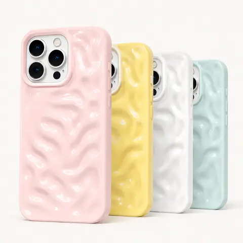 Luxury Wave Fold-Pattern Soft Silicone TPU Smartphone Casing - Candy Shockproof Bumper, Cushion Grip, Cute Aesthetic Protection for iPhone 11 Pro Max,12,13,14,14 Plus,15,15 Plus,16,17,17 Air Mobile Devices