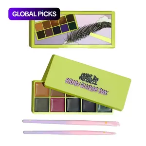 [Made by Mitchell] Brow Sludge Box | 10-Shade Brow Pomade Palette with 2 Free Brushes for Natural to Bold, Long-Lasting Brows