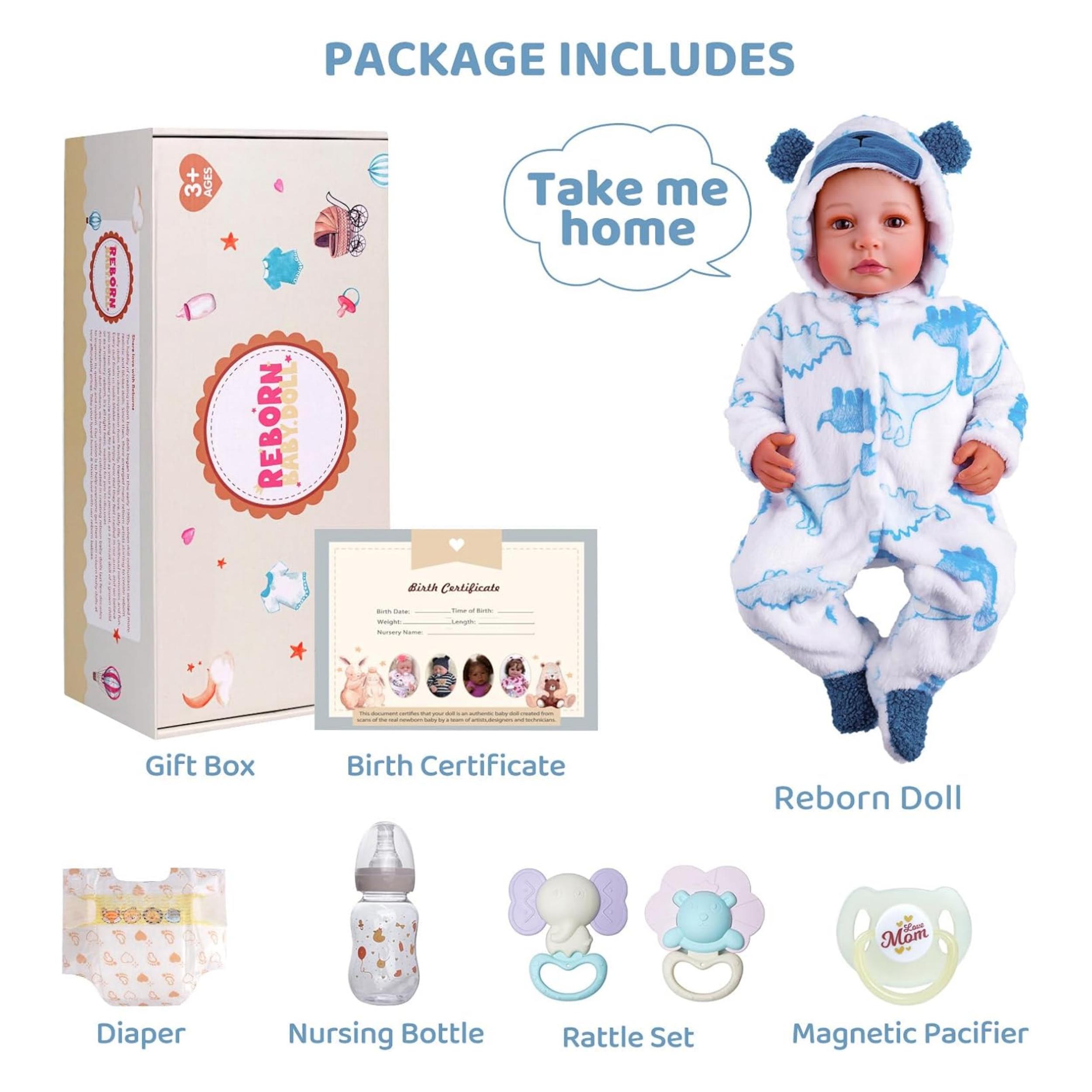 BABESIDE Lifelike Reborn Baby Dolls 20Inch Fabric Body Vinyl Limbs Real Life Baby Dolls with Toy Accessories for Kids Age 3+ Suitable Gifts for Mother's Day Valentine's Day Children's Day & Christmas