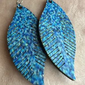 Stay Kind Be Kind Handmade Wooden Earrings - Feathers