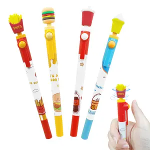 4-Pack Cartoon Stress Relief Pens, Novelty Neutral Rotating Pens, 0.5mm Tip, Cute Silicone Nib, Writing Signatures, Stationery Gift, School Supplies