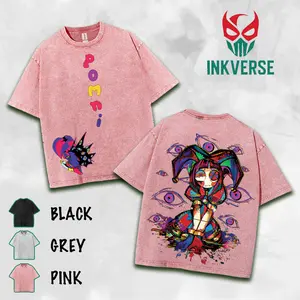 Pomni v2 The Amazing Digital Circus Double Printed Lightweight Acid Washed Tee TV Show Graphic Top Shortsleeve Cotton Gift TShirt, Gift T-Shirt For Movie Lover tees good