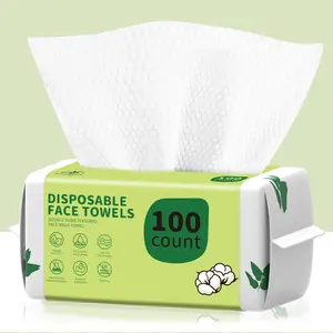 Disposable Face Towels 100 Count, Biodegradable Ultra Soft & Thick Facial Towels for Sensitive Skin, Lint-Free Makeup Remover Dry Wipes, Multi-Purpose Cleansing Towelettes for Skincare