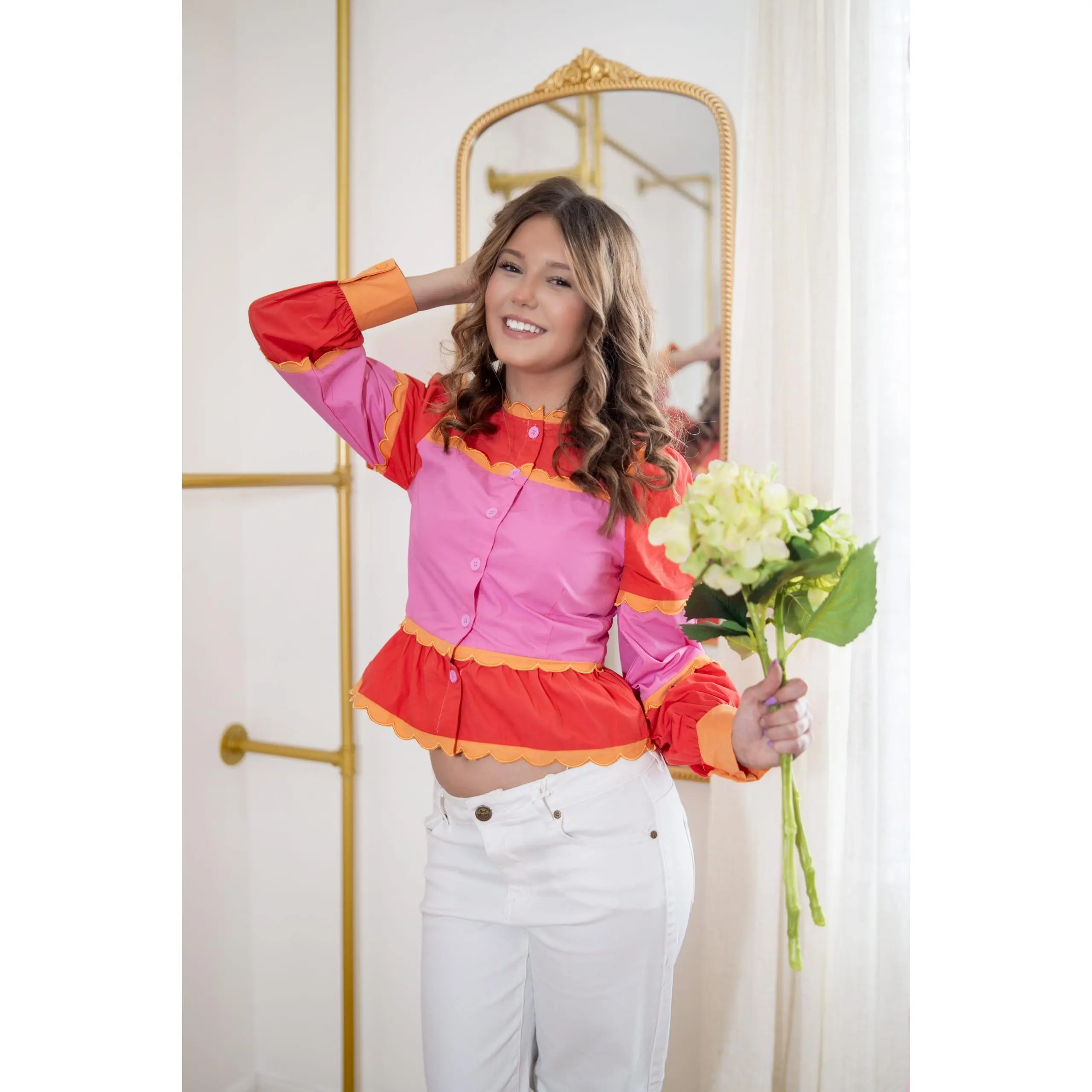 The Bloom And Blush Scalloped Blouse