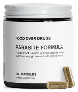 FOOD OVER DRUGS Parasite Formula 60 Capsules - Full Spectrum Natural Parasite Cleanse for Humans - Dietary Herbal Supplement