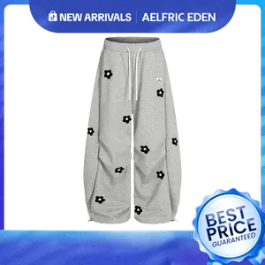 Aelfric Eden Unisex Floral Towel Embroidery Baggy Barrel Sweatpants Elastic Waist Drawstring Casual Pants Y2K  Streetwear Loose Fit Vintage Joggers