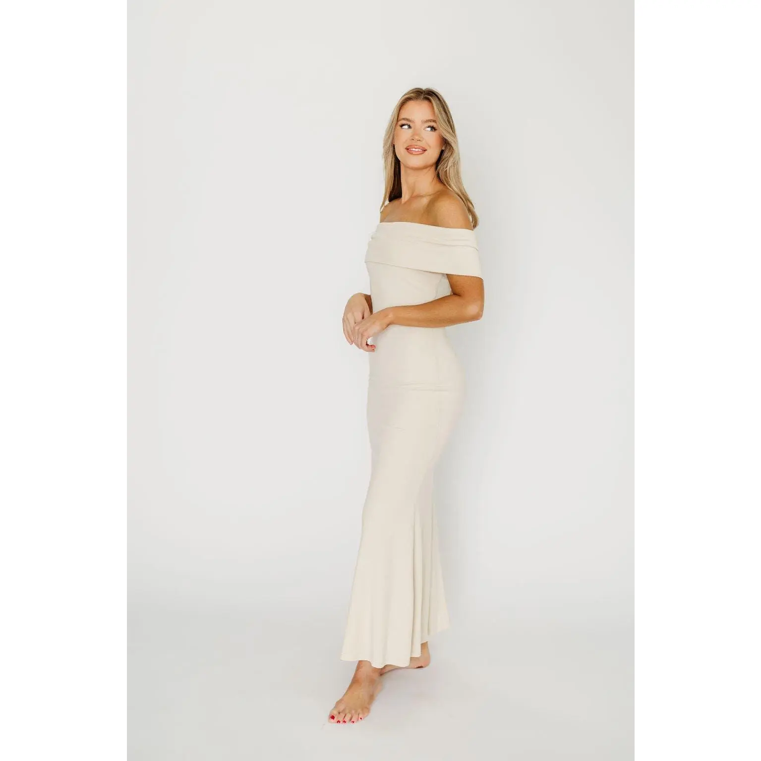 Monroe Maxi Dress in Ivory - Bump Friendly - TikTok Shop