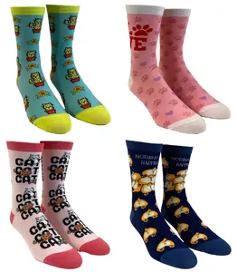 Youth Cat and Dog Socks Funny Cute Pet Animal Graphic Novelty Footwear for Kids Funny Graphic Socks Comfortable Fitted Spandex Cotton