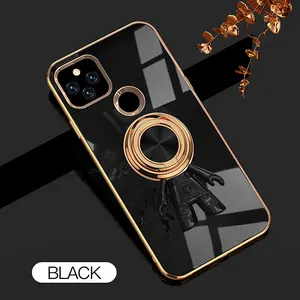 For Google Pixel 5a 6D Astronaut Electroplated Ring Stand Phone Case HNTKR-0091