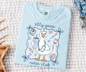 Silly Goose Nurse Club Shirt Comfort Colors, Funny Nurse Tee, Nursing Student Gift, RN Tshirt, Nurse Practitioner T-Shirt, ER Nurse
