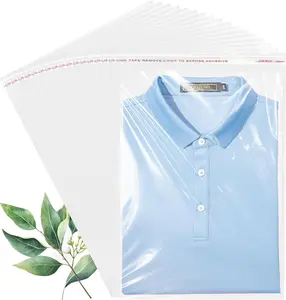 QOIUSO Clear Self-Sealing Cellophane Bags: 100PCS 10X13 Inch Sealable Poly Plastic Shipping Bags for Small Business Packaging Clothing, Shirt, Gifts, Decorative Wrappers, Party Favors and More