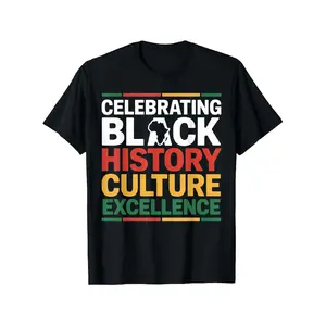 Men's Oversized Short-Sleeve Round Neck Casual Menswear T-Shirt - Black History Culture Excellence Graphic Vintage Design