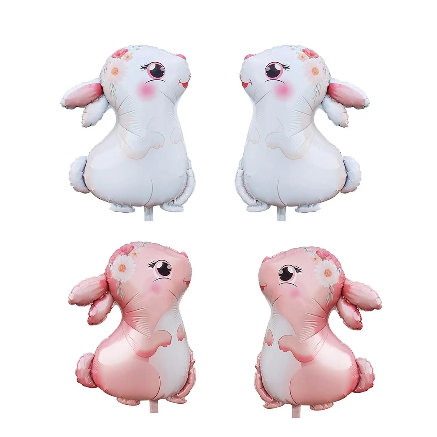 4Pcs Large Bunny Foil Balloon Rabbit Balloons Bunny Party Decorations Animal Mylar Balloons For Birthday Spring Woodland Themed Party Baby Shower Party Supplies