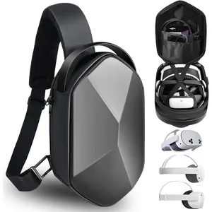 Travel Carrying Case for Oculus Meta Quest 3S/Quest 3/Quest 2 VR Headset and Controller Accessories, Large Space Hard Case Fits BOBOVR/Kiwi Design   Strap, Crossbody Sling Bag