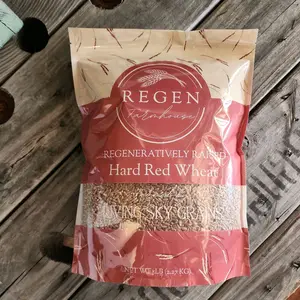 Hard Red Wheat Berries in Biodegradable bag ,MILLED  berries 5lbs, Regen Farmhouse brand, no chemicals, regenerative wheat berries, Nutrient dense.