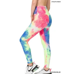 Athletic tie dye honeycomb high waist legging