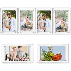 6 Sets of Magnetic Refrigerator Sticker Picture Frames in Acrylic, 2.36x3.54 inch Clear Display Picture Frame for Polaroid and INSTAX Mini Picture Frames