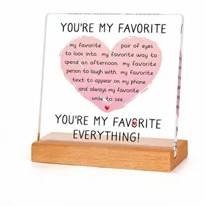 "You're My Favorite" Acrylic Sign with Wood Base, Decorative Unique Love Daily Reminder, Romantic Gift for Couples, Home Decor Desk Plaque for Birthday Anniversary Presents
