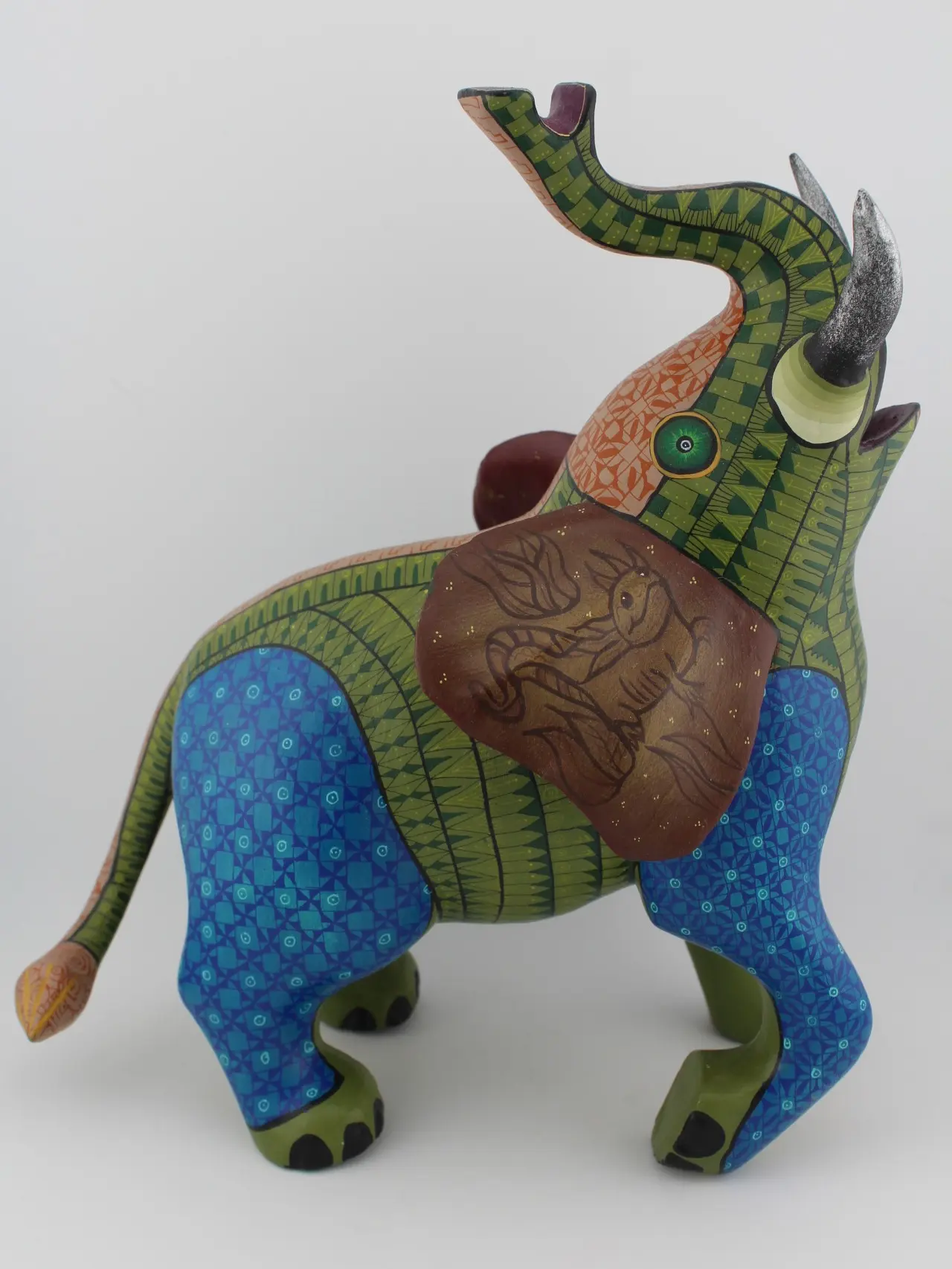 Handmade Mexican Oaxacan Alebrije Axolotl Ears Elephant Figure