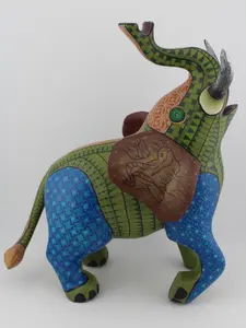 Handmade Mexican Oaxacan Alebrije Axolotl Ears Elephant Figure