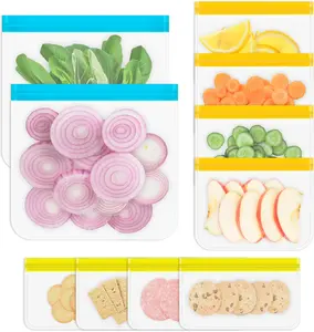 Reusable Gallon Freezer Bags, 10 Pack Dishwasher Safe Silicone Food Snack Storage Bags with 3 Sizes for Snack, Sandwich, Lunch