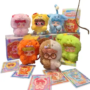 Cute Trendy Q-Bao Emotional Fuzzy Monster Plush Blind Box Toys, Kawaii Fluffy Monster Plush Pendant Doll Keychain Bag Charm, Perfect Valentine's Day Gift New Year Gift & Cute Party Favors for Girls Kids Collectors