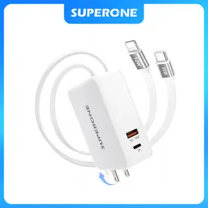 4in1 80W Retractable Wall Charger with Dual Cables Retractable Charger Adapter with Foldable Plug 35W USB Fast Charging for iPhone Samsung Cellphone portable TikTokShopHolidayHaul Smartphone Electronic Folding