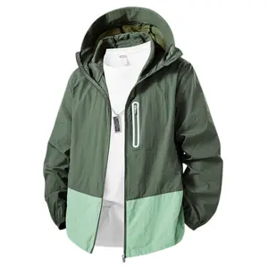 Men’s summer outdoor UV-protection hooded jacket with zippered pockets; high-quality ice silk breathable cooling apparel; unisex design suitable for hiking, fishing, everyday wear, and vacations. #SummerVibes