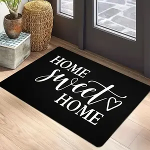 Timeless Black White Mixed Font "Home Sweet Home" Heart Doormat, Soft Absorbent Diatomite Material with 100% Non-Slip Rubber Backing Suitable for Indoor/Outdoor Entrance, Porch, Living Room, Laundry Room, Bedroom, Kitchen