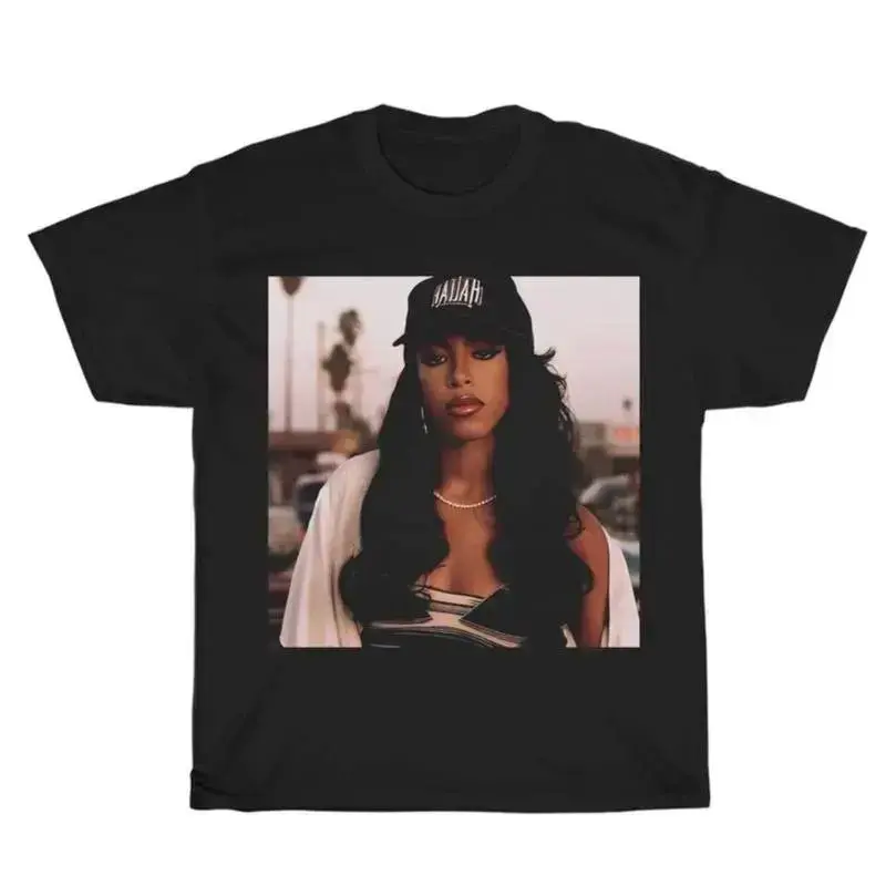 Men's Vintage Aaliyah Graphic Casual Tee - Bootleg Rap Design, 90's Vintage Pulp Style, Unisex Streetwear Clothing, Rap Gift Crewneck Graphic Shirt