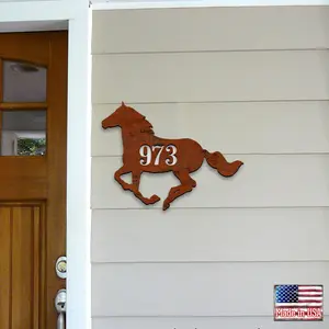 Designocracy MA98154-12 12 in. Horse Stable Wooden House Number Sign, Classic Decorative Farm-Themed Home Sign, Gift-Worthy Artwork for Home Decor