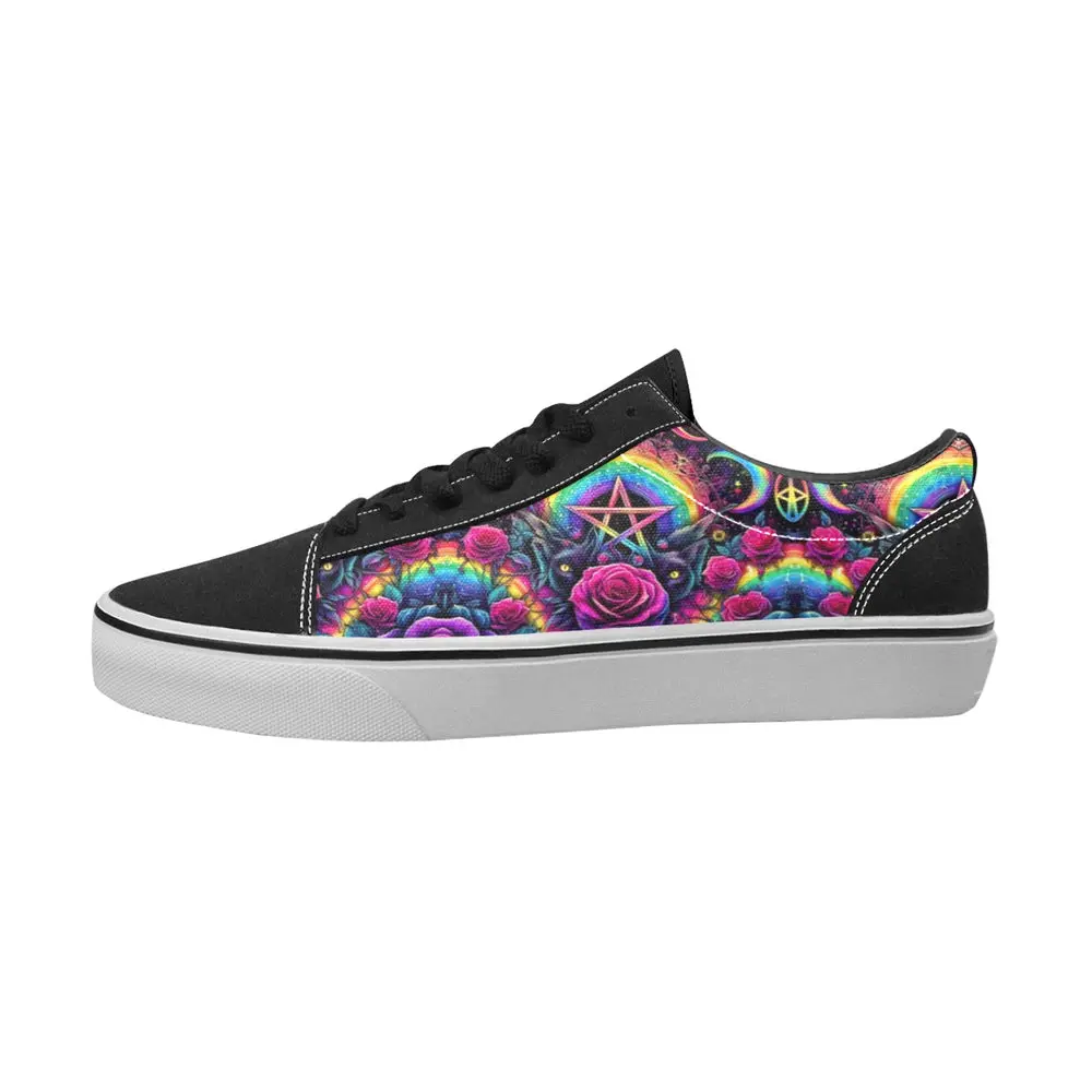 Trippy Rainbow Witch Pentagram Print ,Casual Women's Canvas Shoes Foot Wear Running