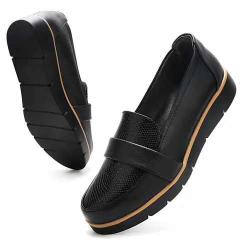 2025 Women's PU Leather Slip-On Closed Toe Flat Bottom Casual Loafers - Solid Color Chic Footwear, Comfortable Non-Irritating All-Match Casual Shoes for Women, Ideal Mother's Day Gifts