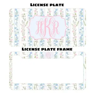 Coquette Floral Custom Monogram License Plate & Frame – Stylish Car Accessories Set for Hunters & Outdoor Lovers, Truck Car Tags, Gifts for Him, Tag for Car, Car Accessories