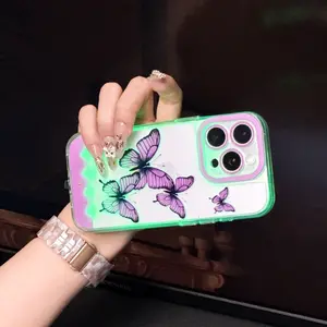 Voice-Activated Glow-in-the-Dark Purple Butterfly Phone Case with Personalized Unique Caller LED Light, Vibrant LED Effects, for iPhone X/11/12/13/14/15/16/17 Pro/Pro Max/Plus – Stylish Protective Cover Featuring Distinctive Design for Everyday Use.