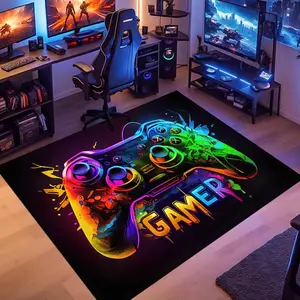 1 Game Controller Carpet Mat Neon Lights Game Print Decoration Welcome Soft Kitchen Floor Mat Living Room Decoration Carpet Suitable for Indoor and Outdoor Home Decoration Video Game Rug