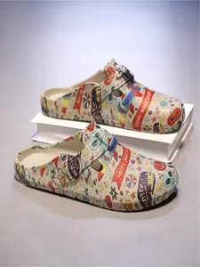 Women's Space Cartoon Closed-Toe Slides: Soft Anti-Slip Sole + Unique Print, Daily Outdoor Slippers, Soft Non Slip