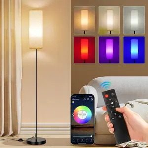Floor Lamp, 9W 800LM Color Changing Smart Lamp with Music Sync, App & Remote Control, Adjustable Brightness & Color Temperature Standing Light for Living Room Bedroom Gaming, Beige Shade