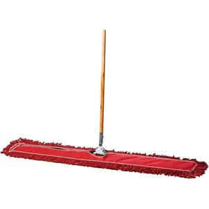 48 Inch Red Commercial Dust Mop & Floor Sweeper -  Handle Floor Mop for Tile, Hardwood & Concrete