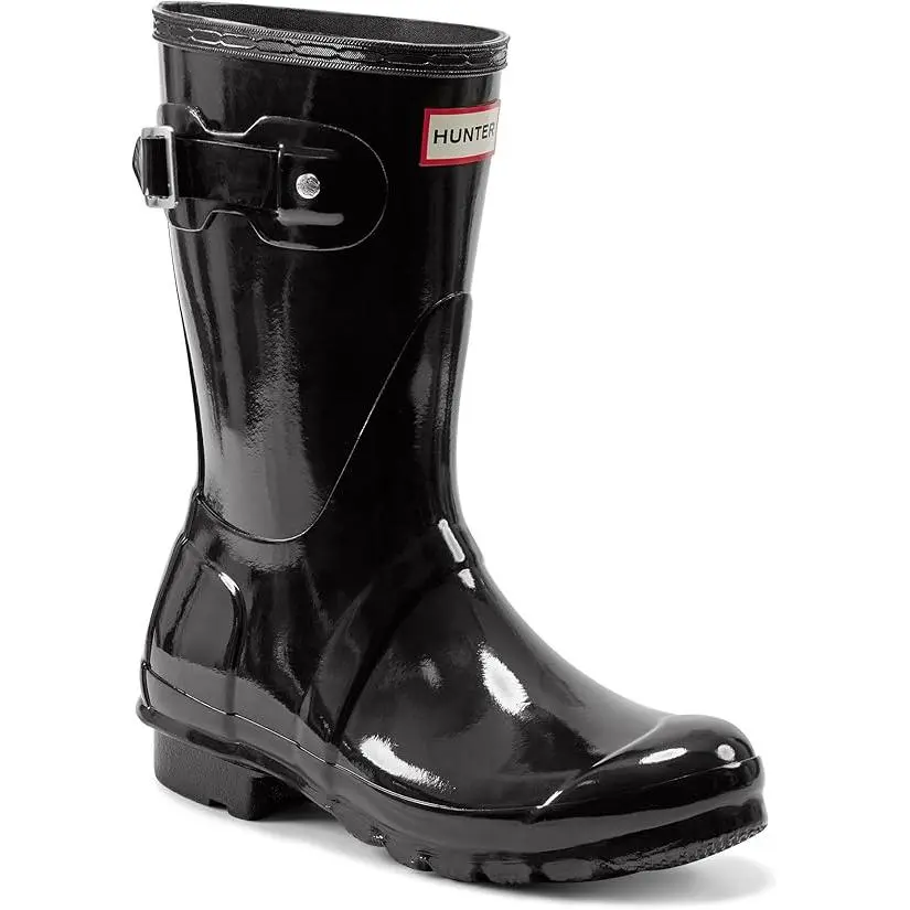 Hunter Womens Original Short Gloss Rain Boots - Black WFS1000RGL-BLK