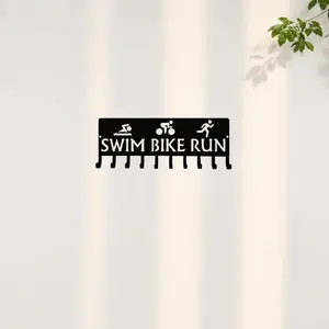 Triathlon Medal Display Rack, Wall Mounted Swim Bike Run Organizer, Garden Decoration Supplies for Home Garden Patio