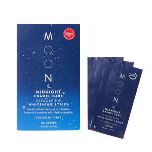 MOON Midnight Teeth Whitening Strips with HA Hydroxyapatite, 7 Shades Whiter in 2 Weeks, 28 Treatments with Dissolvable Strips, Enamel-Safe Formula, Gentle on Sensitive Teeth, Vegan, 56 Strips Lavender Mint