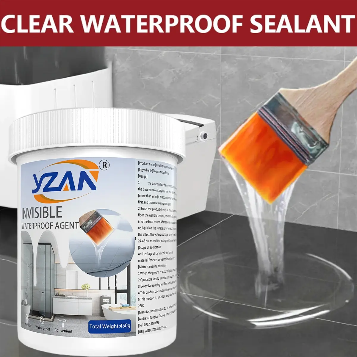 Ultra-Clear Invisible Waterproof Sealant, Transparent Waterproof Sealant, Ideal for Fixing Water Leaks, Bathroom & Outdoor Use, Suitable for Concrete, Wood, Tiles, Concrete Sealer Outdoor Waterproof