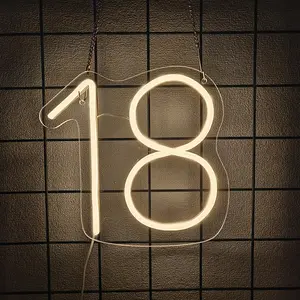 18th Birthday Neon Backdrop Decorations LED Neon Signs 18th Birthday Anniversary Party Wall Banner Supplies Unisex Glowing Numbers & Letters 5V USB Powered Warm White 18th Birthday Neon Light Background Decor LED Neon Lights 18th Birthday Anniversary Part