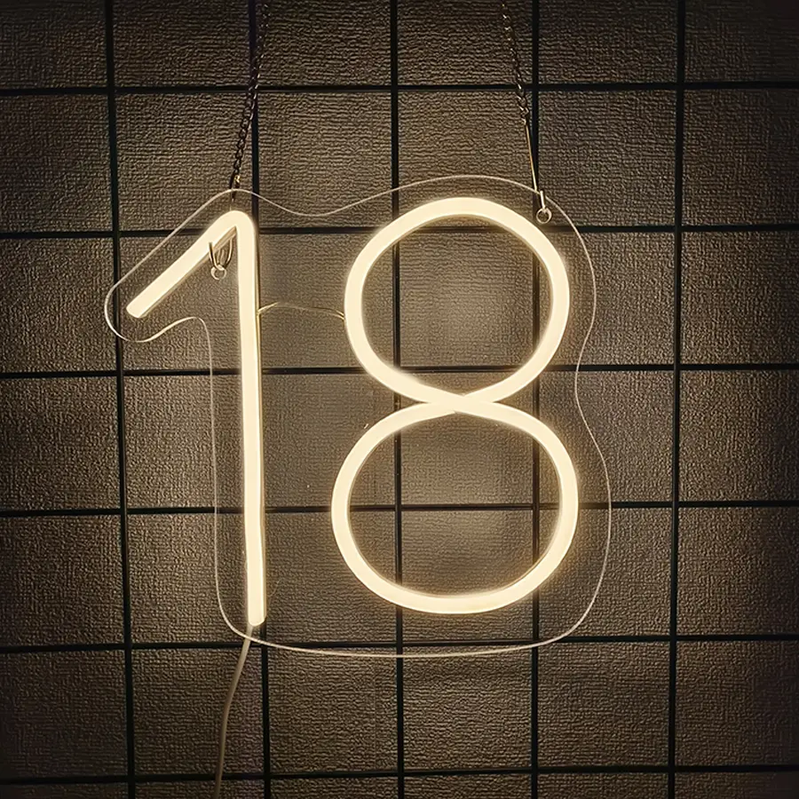 18th Birthday Neon Backdrop Decorations LED Neon Signs 18th Birthday Anniversary Party Wall Banner Supplies Unisex Glowing Numbers & Letters 5V USB Powered Warm White 18th Birthday Neon Light Background Decor LED Neon Lights 18th Birthday Anniversary Part