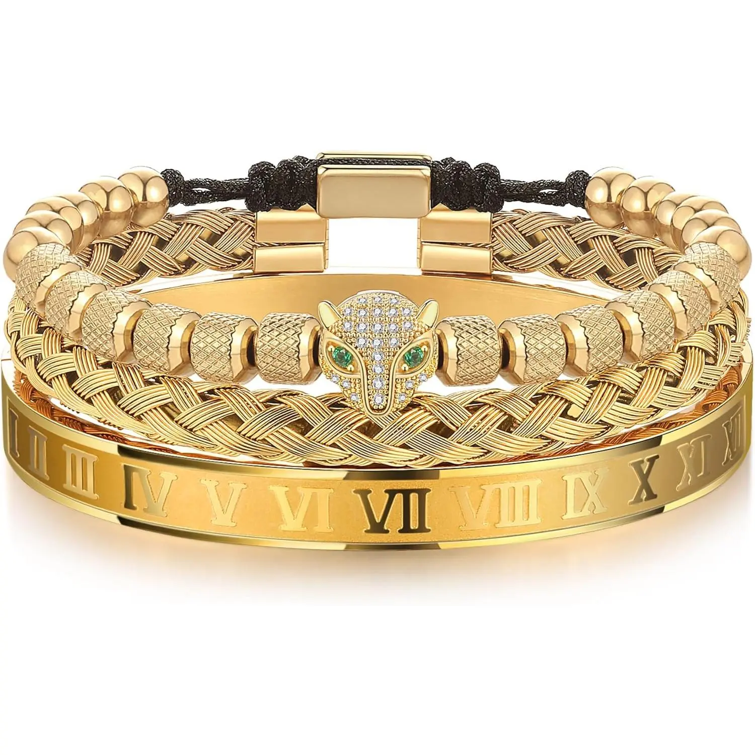 O:Gold-CZ Leopard Head