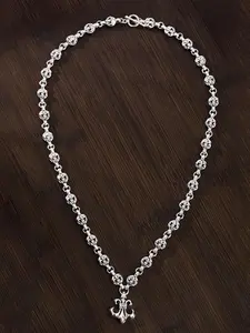 Vintage Silver Color Cross Chain Necklace with Anchor Scout Flower Pendant, Unisex Retro Style Jewelry for Men and Women, Anchor Design Necklace