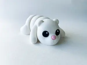 Baby White Bear Fidget Toy - Medium High-Quality 3D-Printed Articulated Buddy with Tiki-Taka Noise for Indoor and Outdoor Play & Stress Relief