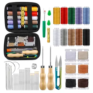 Unberr Leather Repait Sewing Tools Kit With Waxed Thread And Needle Threader For Leather Sewing DIY Handmade Craft Accessories Set