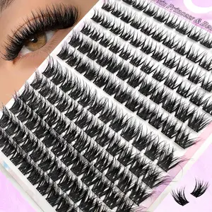 144 Pcs Mixed Length (8-14mm) Eyelash Extensions, Dense Curled Fluffy 3D Fake Lashes, Anime Cosplay Suitable for Various Occasions
